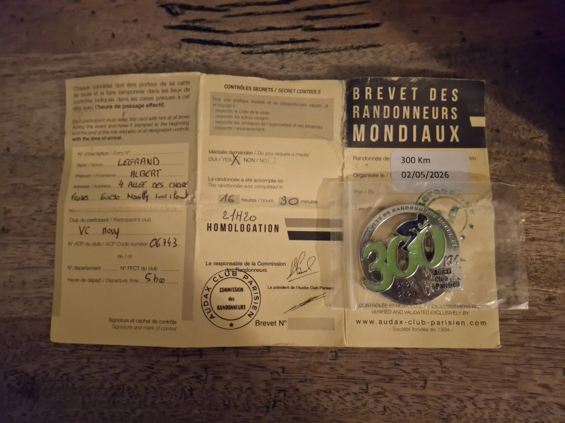 Photo de la sortie BRM 300 km de Verberie - 2 mai 2026 - Vélo Club de Mouy