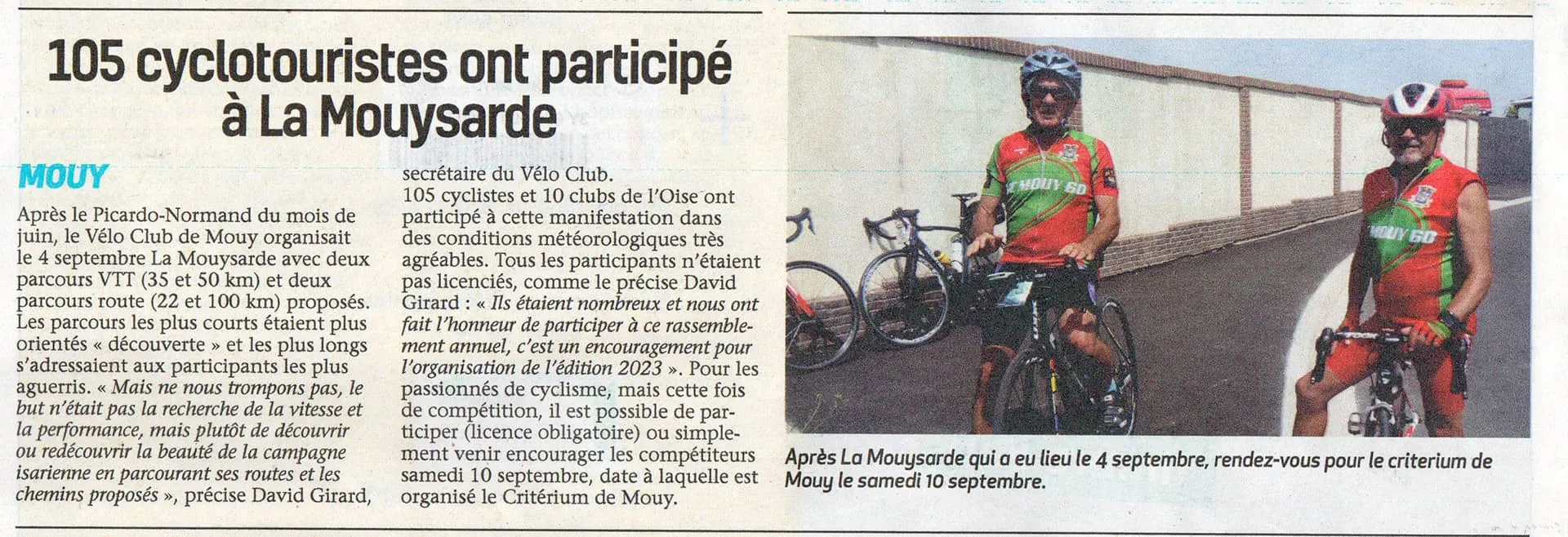 Article de journal relatant la Mouysarde 2022